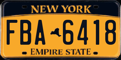 NY license plate FBA6418