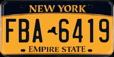 NY license plate FBA6419