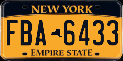 NY license plate FBA6433
