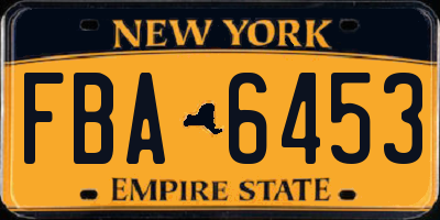 NY license plate FBA6453
