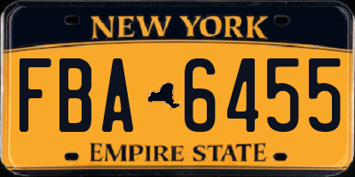 NY license plate FBA6455