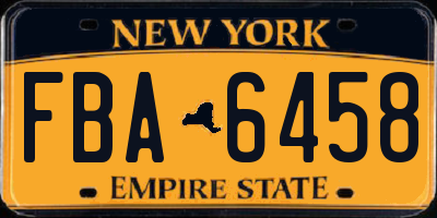 NY license plate FBA6458