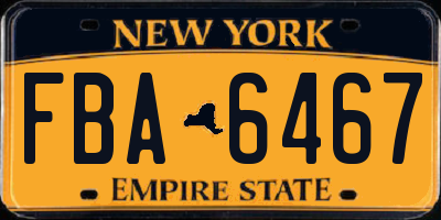 NY license plate FBA6467