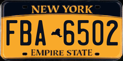 NY license plate FBA6502
