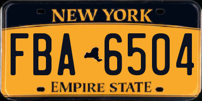 NY license plate FBA6504