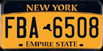 NY license plate FBA6508