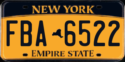NY license plate FBA6522