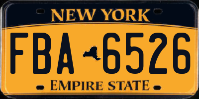 NY license plate FBA6526