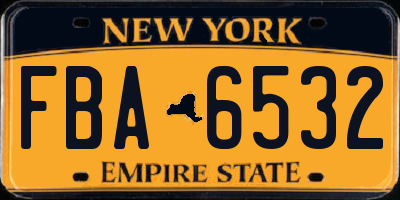 NY license plate FBA6532