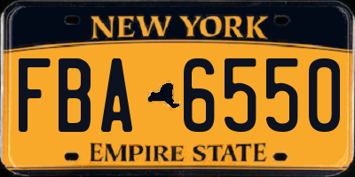 NY license plate FBA6550