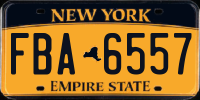 NY license plate FBA6557