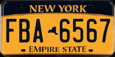 NY license plate FBA6567