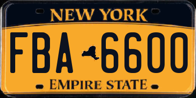 NY license plate FBA6600
