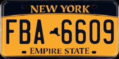 NY license plate FBA6609