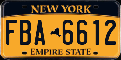 NY license plate FBA6612