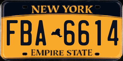 NY license plate FBA6614