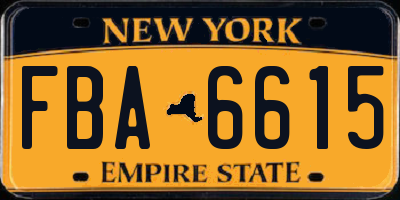 NY license plate FBA6615