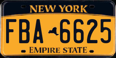 NY license plate FBA6625