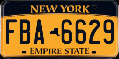 NY license plate FBA6629