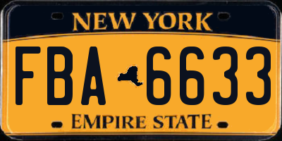 NY license plate FBA6633