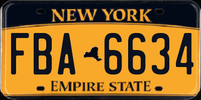 NY license plate FBA6634