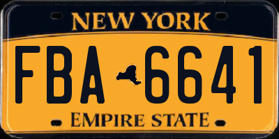 NY license plate FBA6641
