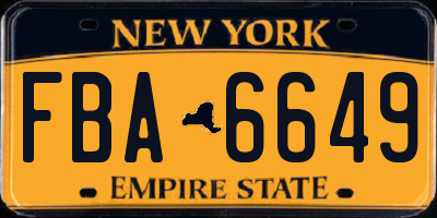 NY license plate FBA6649