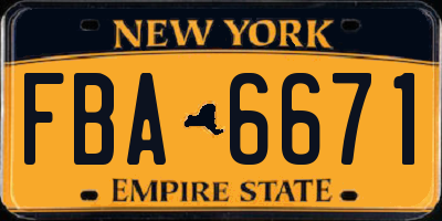 NY license plate FBA6671