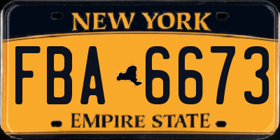 NY license plate FBA6673