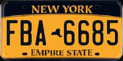 NY license plate FBA6685
