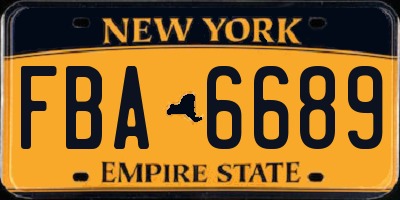 NY license plate FBA6689