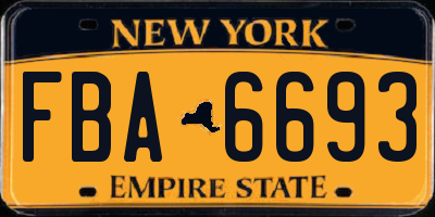 NY license plate FBA6693