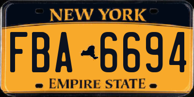 NY license plate FBA6694