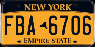 NY license plate FBA6706
