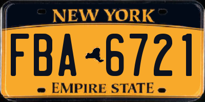 NY license plate FBA6721
