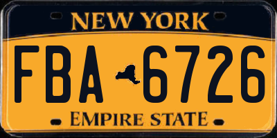 NY license plate FBA6726