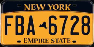 NY license plate FBA6728