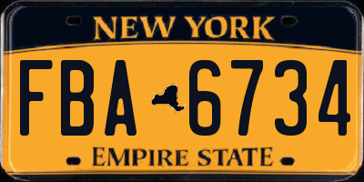 NY license plate FBA6734