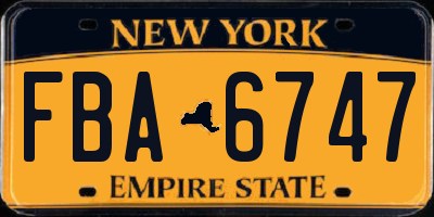 NY license plate FBA6747