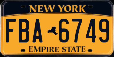 NY license plate FBA6749