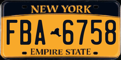 NY license plate FBA6758