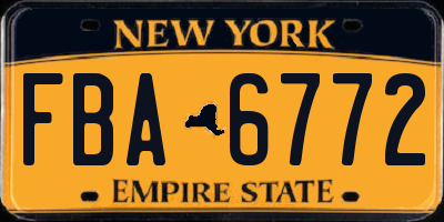 NY license plate FBA6772