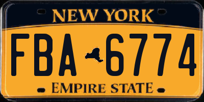 NY license plate FBA6774