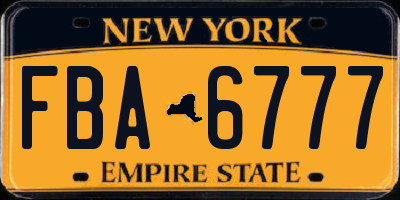 NY license plate FBA6777