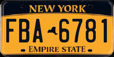 NY license plate FBA6781