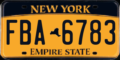 NY license plate FBA6783