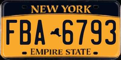 NY license plate FBA6793