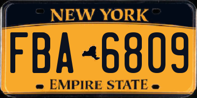 NY license plate FBA6809