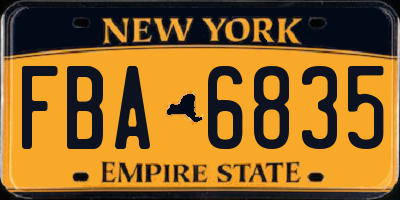 NY license plate FBA6835