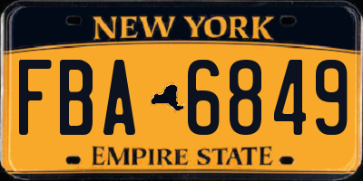 NY license plate FBA6849